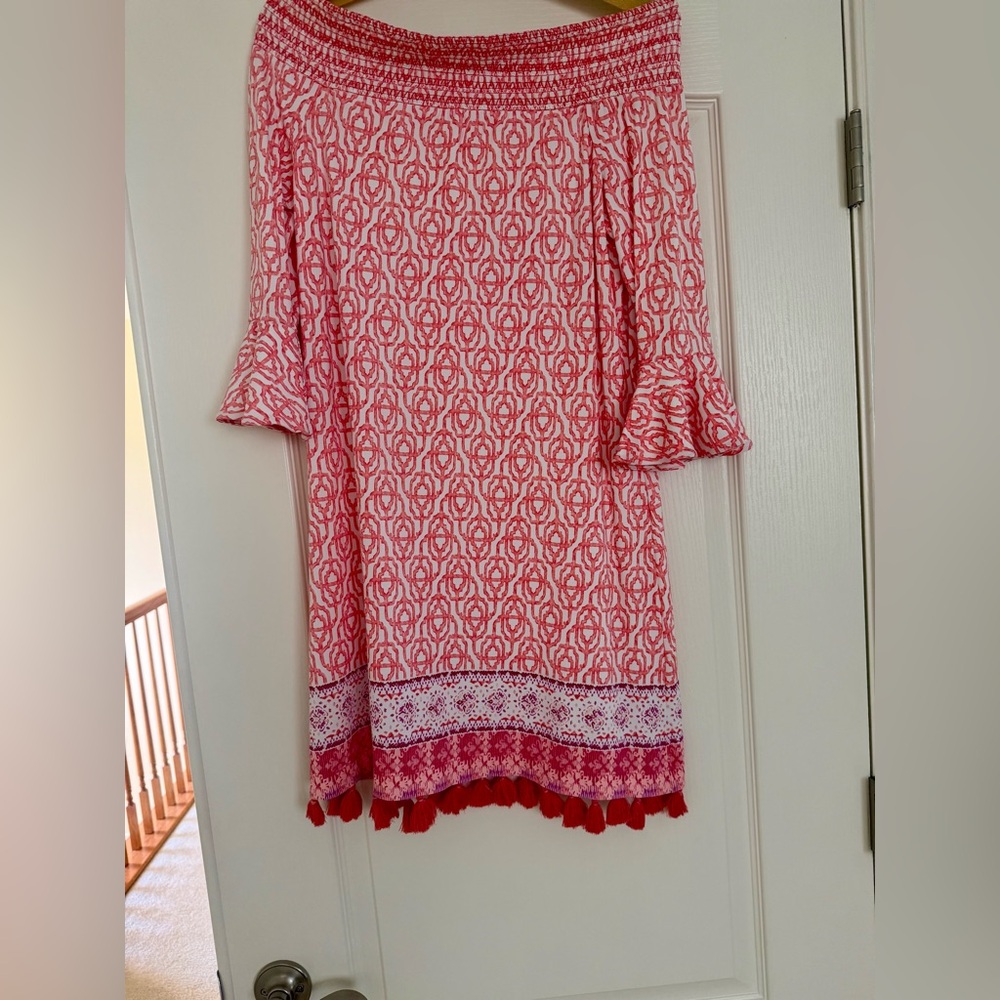 Cabana Life Red and White Long Sleeve Dress